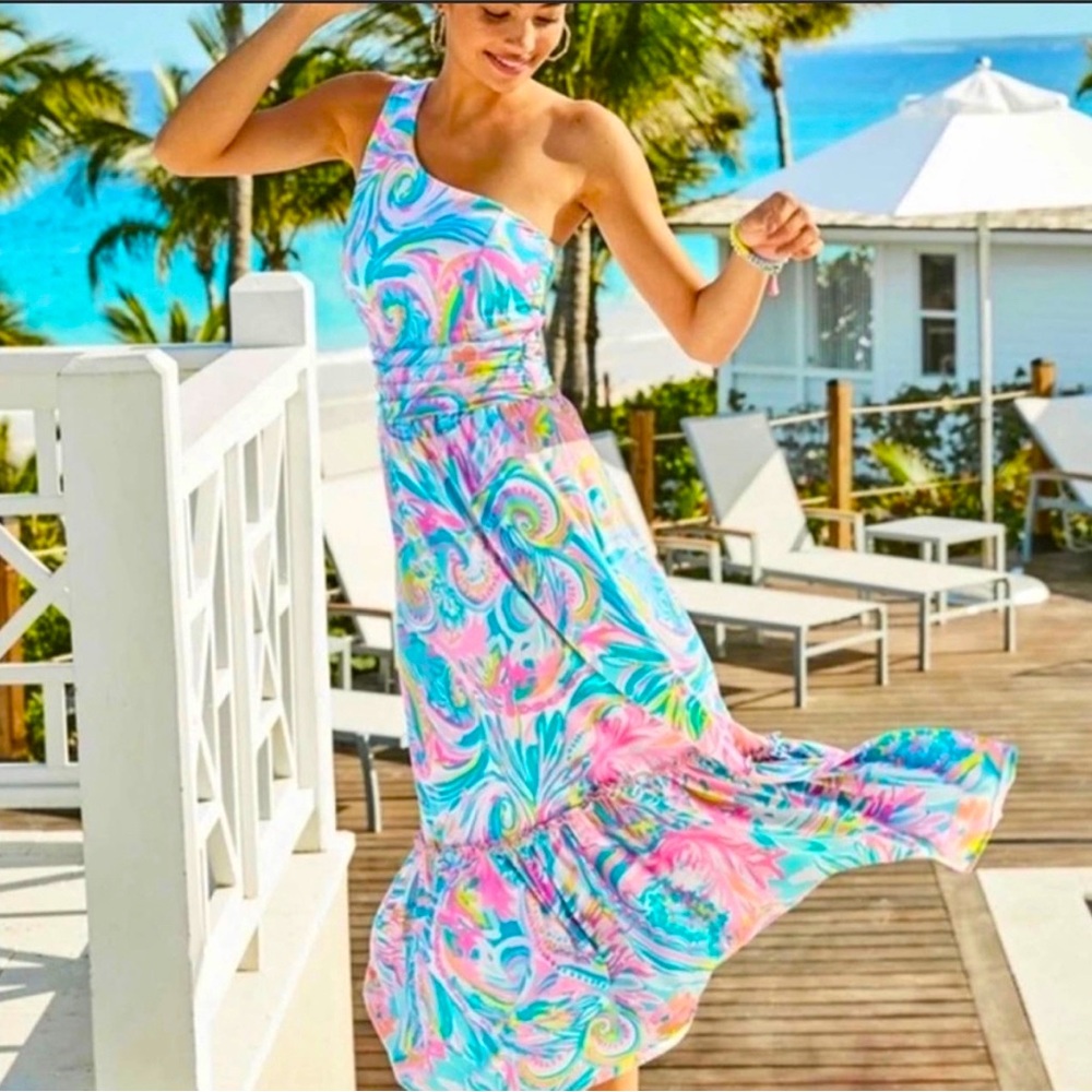Lilly Pulitzer, one shoulder dress